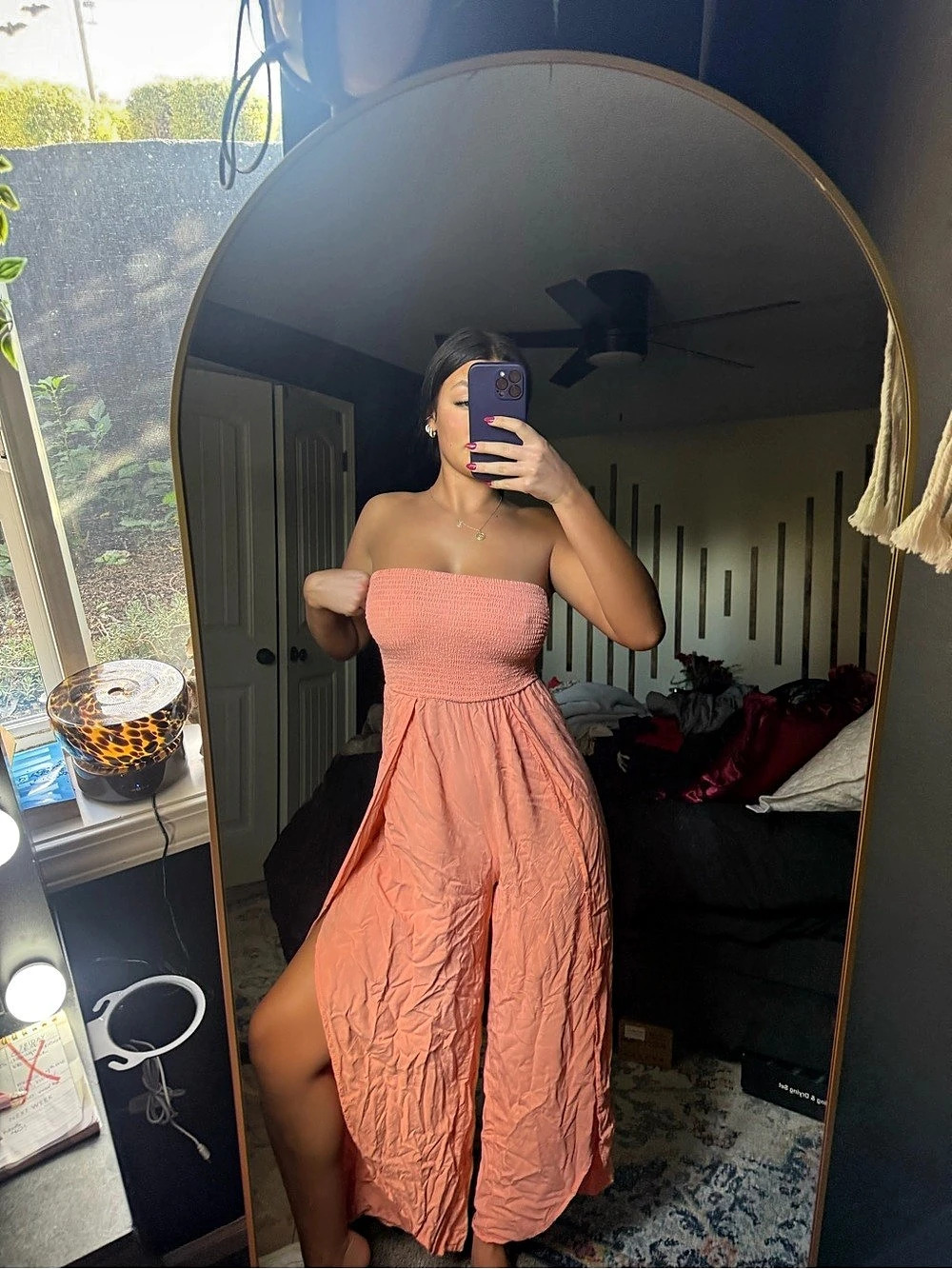 ROCEB Smocked Strapless Midi Dress in Pink Size Medium - Picture 3 of 7